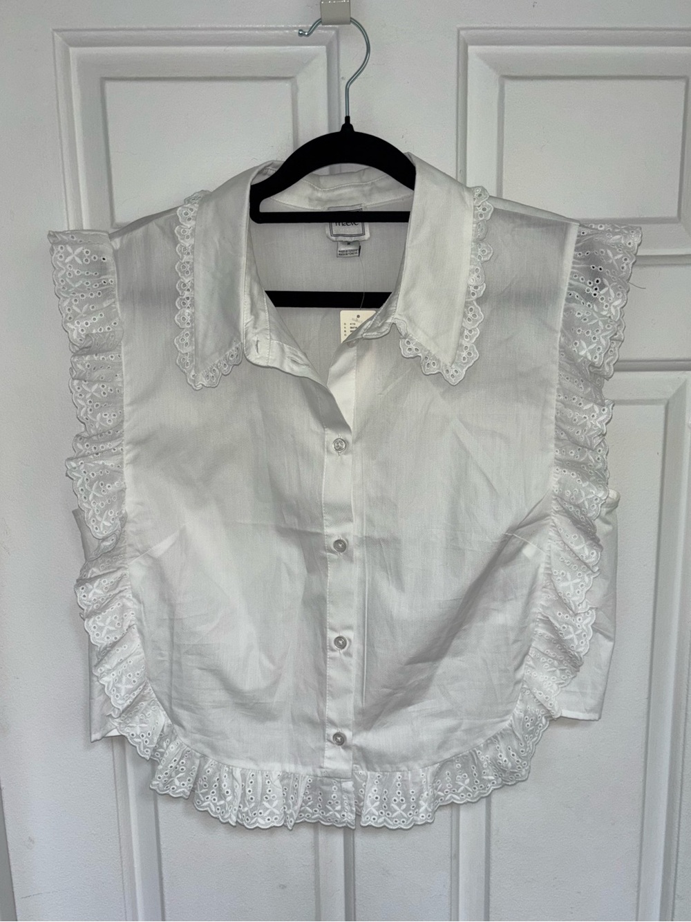 NWT retail $108 size M #Anthropologie,#Maeve “Cotton Ruffle Lace Top”. - Picture 4 of 6